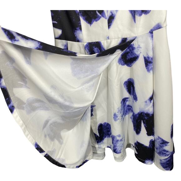 Lulus Dress Seeing Chic Floral Faux Wrap Sleeveless Mini Skater White Blue Sz XS - Picture 6 of 12
